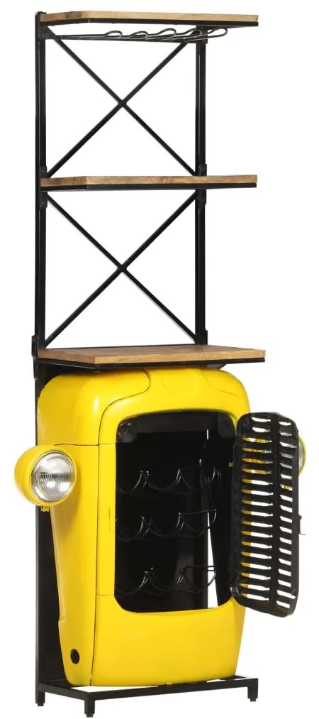 320488 vidaXL Dulap de vin tractor, galben, 49x31x172 cm, lemn masiv de mango