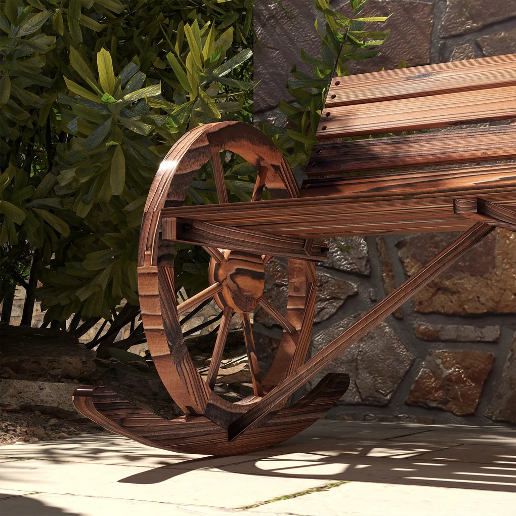 Outsunny Bancă balansoar pentru grădină, balansoar pentru 2 persoane, cu cotiere în formă de roată, pentru balcon, grădină, terasă, carbonizat. | Aosom Romania