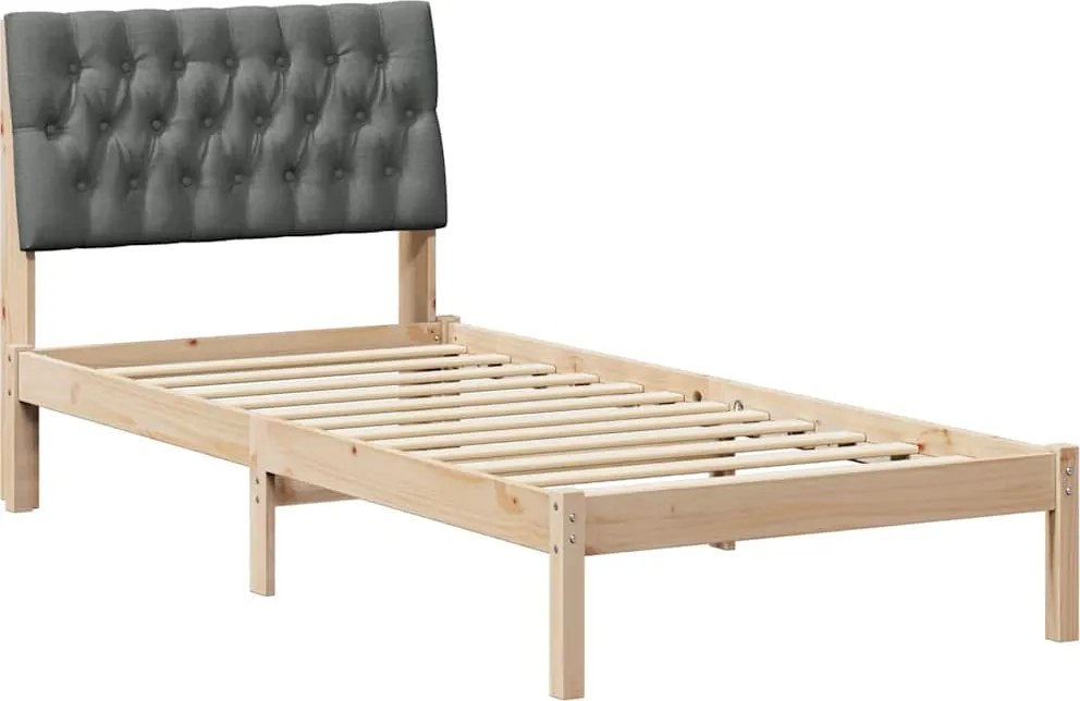 vidaXL Cadru de pat cu tăblie tapițată cu headboard Maro 90 x 190 cm