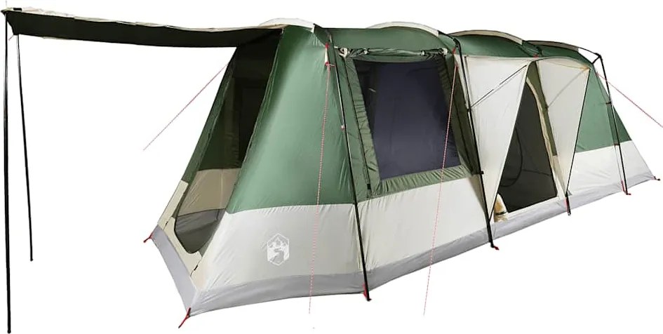 vidaXL Cort de camping tunel pentru 4 persoane, verde, impermeabil