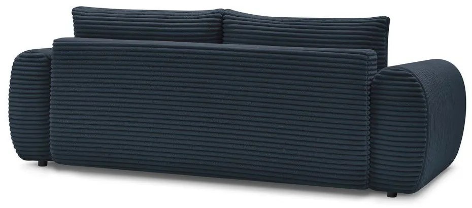 Canapea albastru-închis extensibilă cu tapițerie din catifea reiată 257 cm Lucien – Bobochic Paris