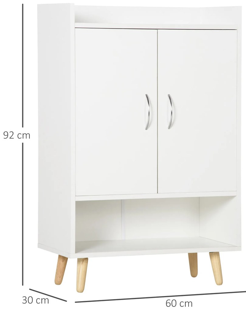 Dulap Pantofar Economie de spatiu din Lemn Alb cu Compartiment deschis, Dulap Pantofar Design pentru Intrare, 60x30x92cm HOMCOM | Aosom RO