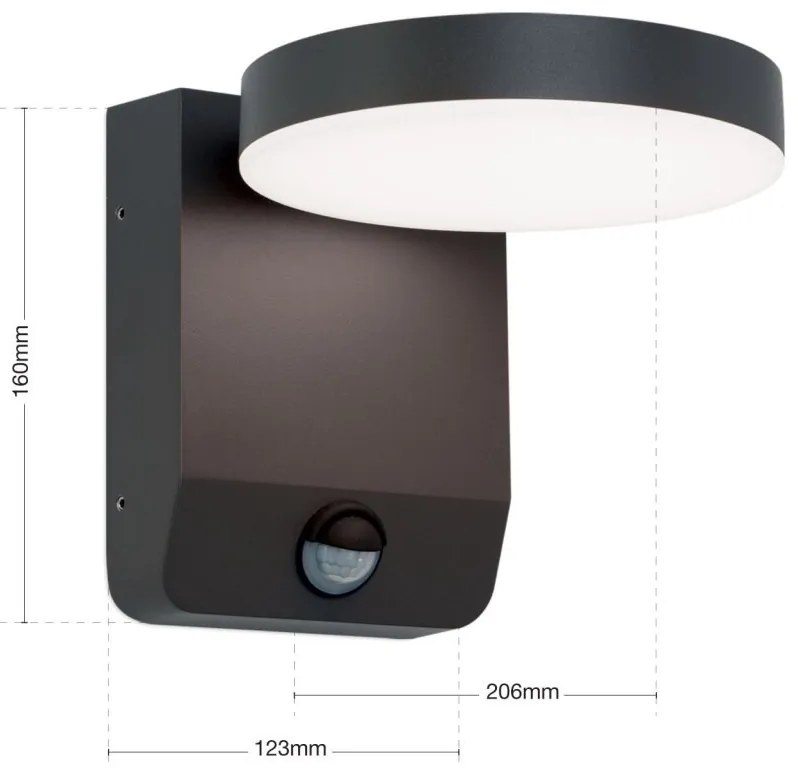 Aplica LED de exterior cu senzor de miscare IP54 HENDRYK antracit