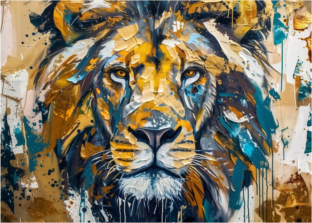 Tablou - pictură în ulei abstractă cu leu (70x50 cm)