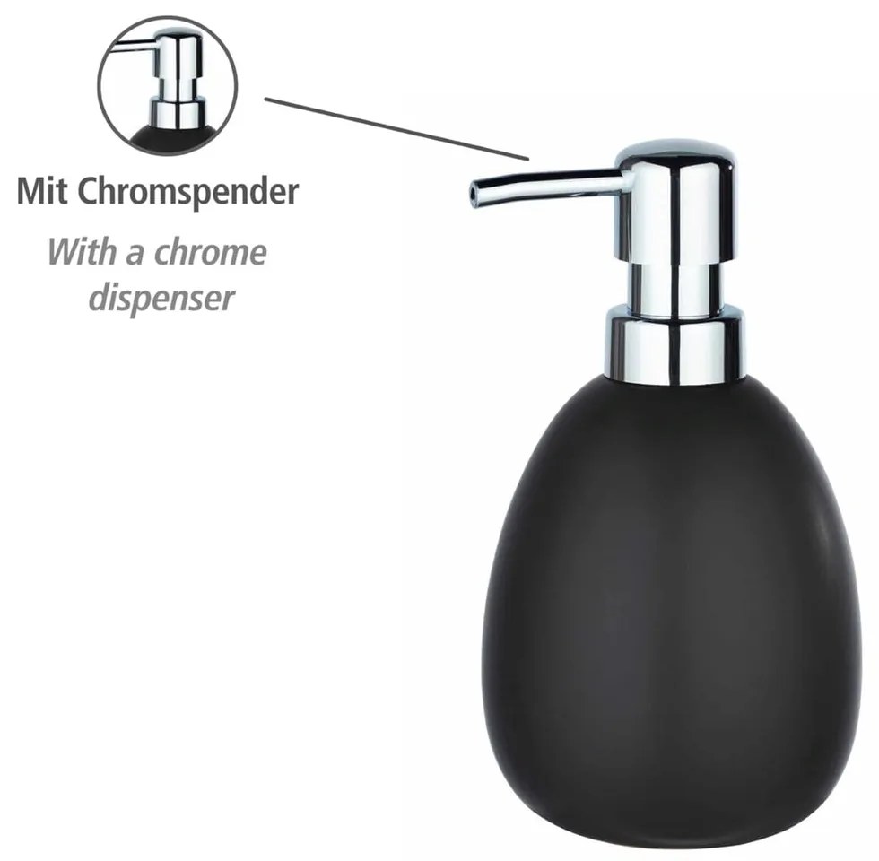 Dozator din ceramică pentru săpun Wenko Polaris, negru mat