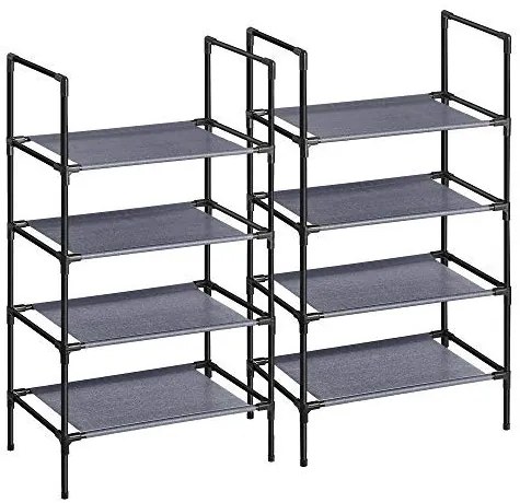Set 2 suporturi pantofi, metal / textil, gri, Songmics