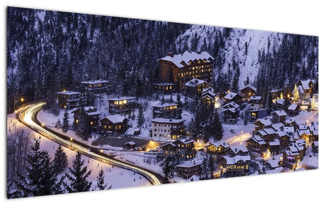 Tablou - orășelul montan iarna (120x50 cm)