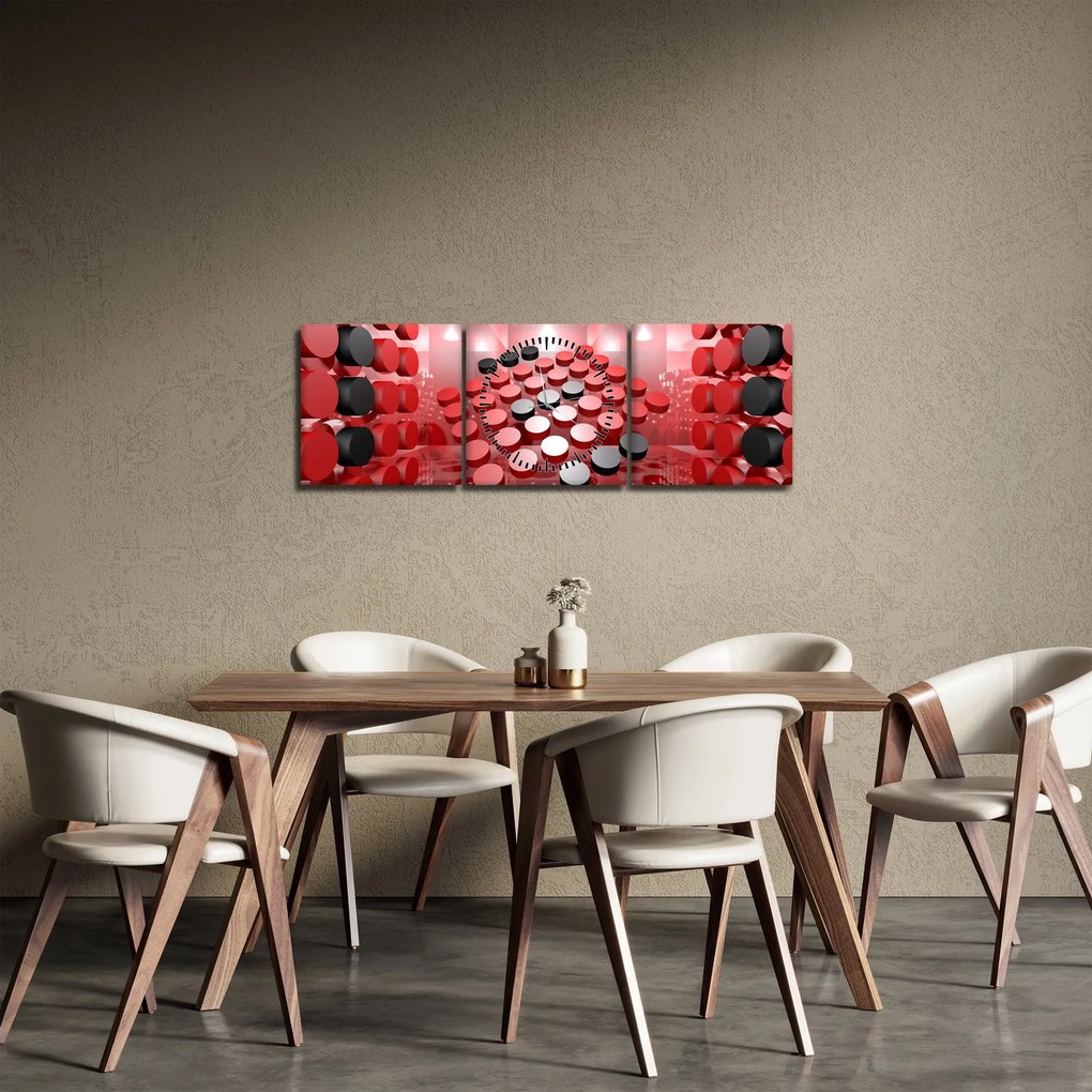 Tablou cu abstracți din butoane (cu ceas) (90x30 cm)