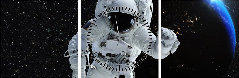 Tablou - Astronaut în Cosmos (cu ceas) (90x30 cm)