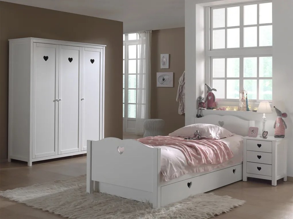 Set Mobilier Cameră Copii AMORI, 4 Piese, Alb, Stil Romantic – Vipack