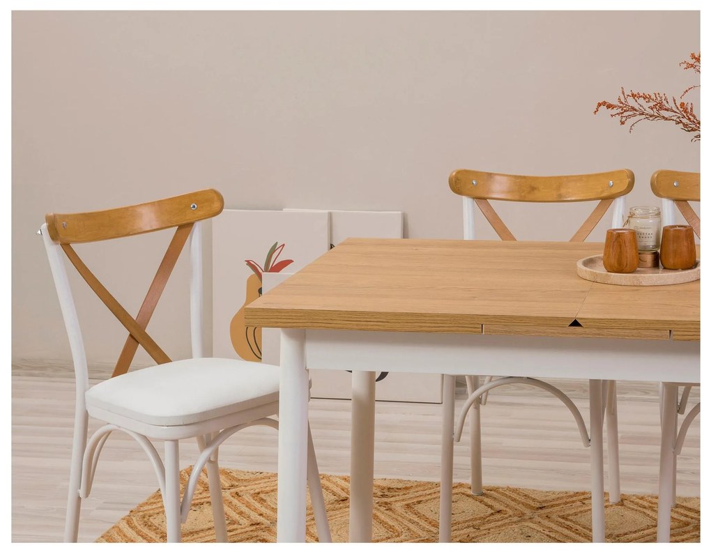 Set mobilier sufragerie Duvasa 25 (alb) (pentru 4 persoane). 1093810