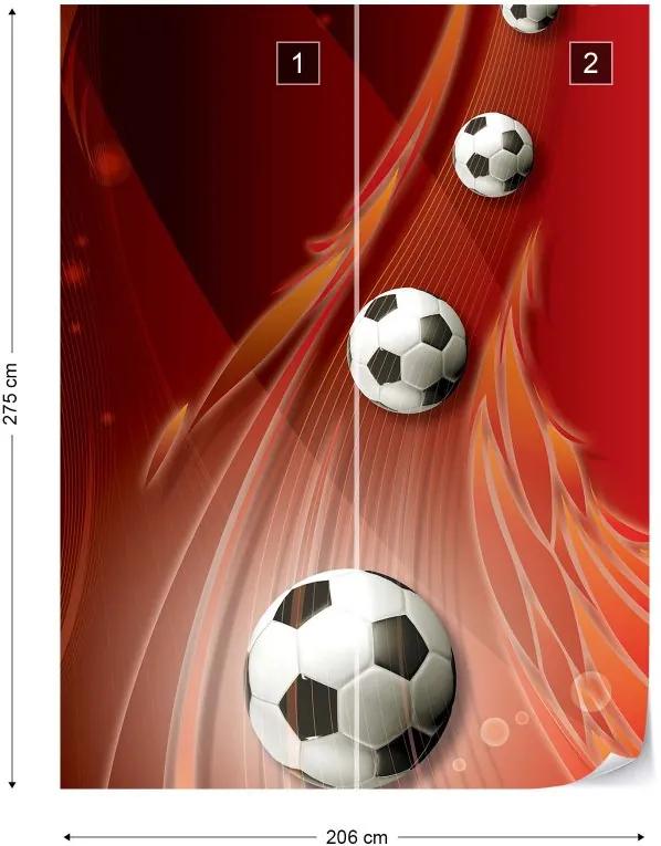 Fototapet GLIX - 3D Footballs Red Background + adeziv GRATUIT Tapet nețesute  - 206x275 cm