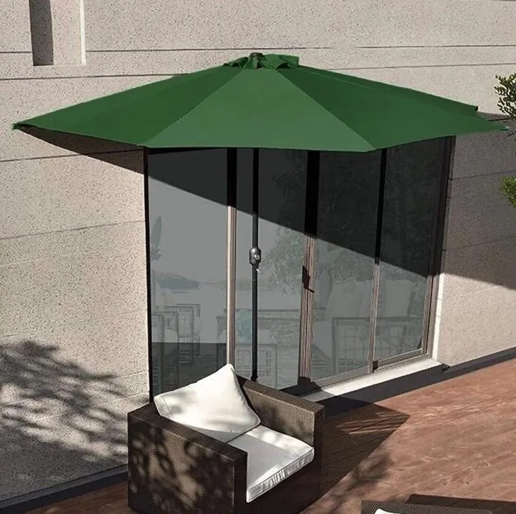 Umbrelă pentru soare de grădină semicirculară verde închis