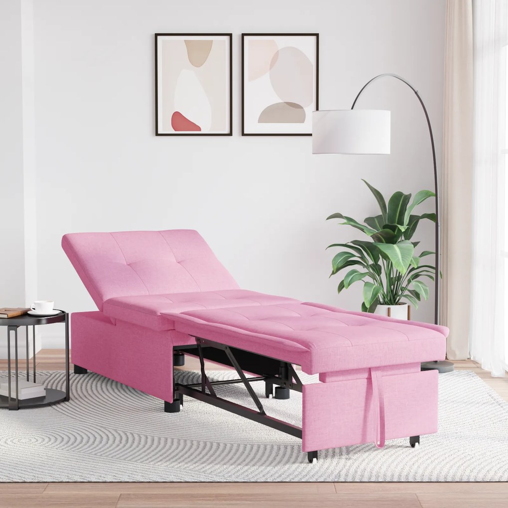 vidaXL Canapea extensibilă 3 în 1, roz