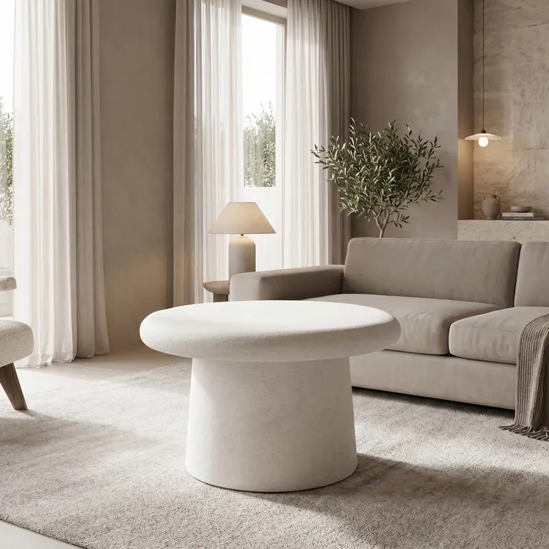 Masuta De Cafea Rotunda Hestia MDF Alb D60x40 Cm
