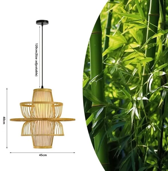 Lustră pe cablu Immax 08254L PINCHOS 1xE27/40W/230V d. 45 cm bambus