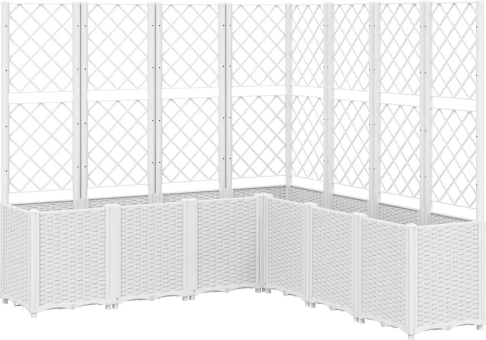 vidaXL Jardinieră de grădină cu spalier, alb, 160x160x140 cm PP
