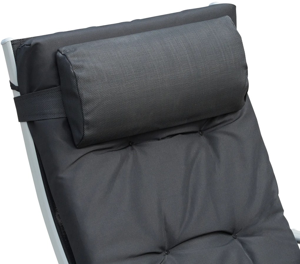 Outsunny Șezlong pliabil 7 poziții, șezlong înclinabil, confort sporit cu saltea + cotiere, metal epoxidic, textilenă, poliester Negru | Aosom Romania