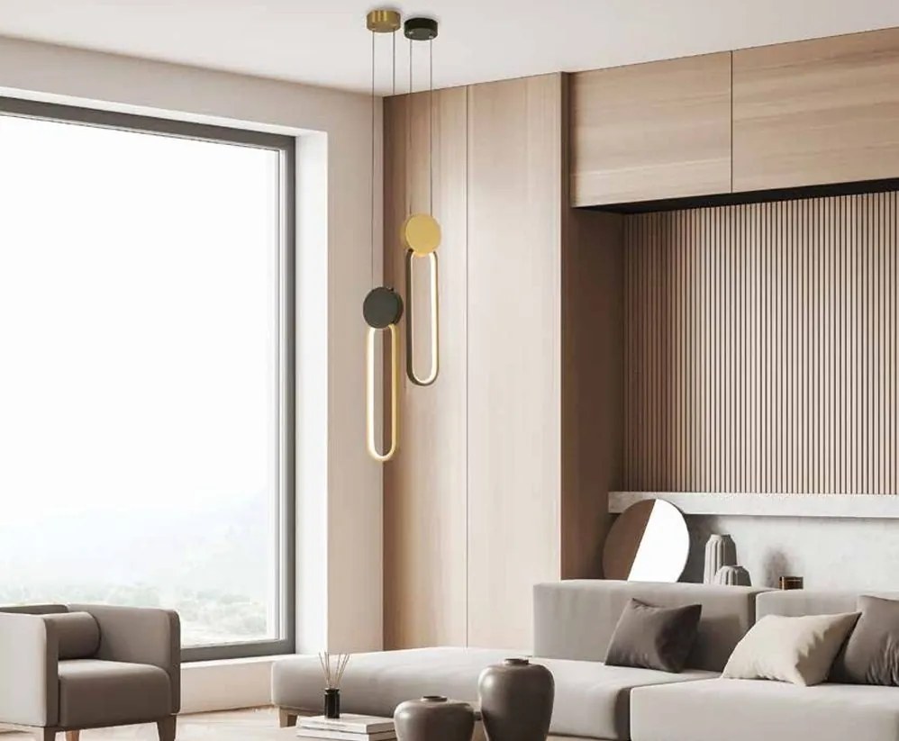 Lustra suspendata LED design modern Ring auriu/ negru