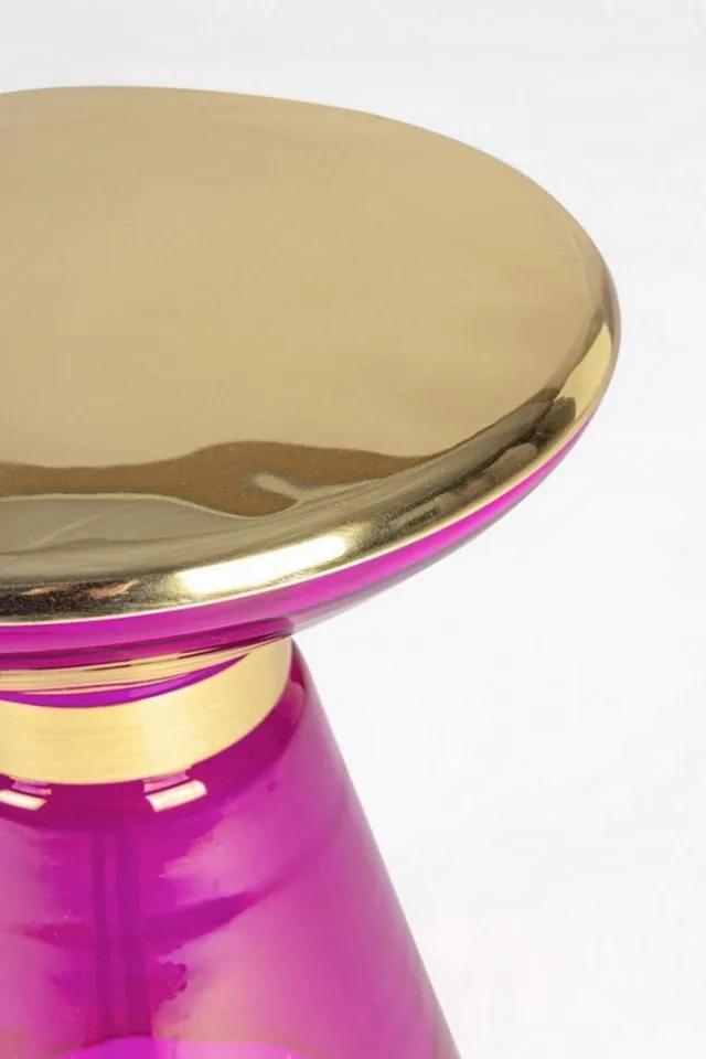 Masuta de cafea violet/aurie din sticla si metal, ∅ 36 cm, Meriel Bizzotto