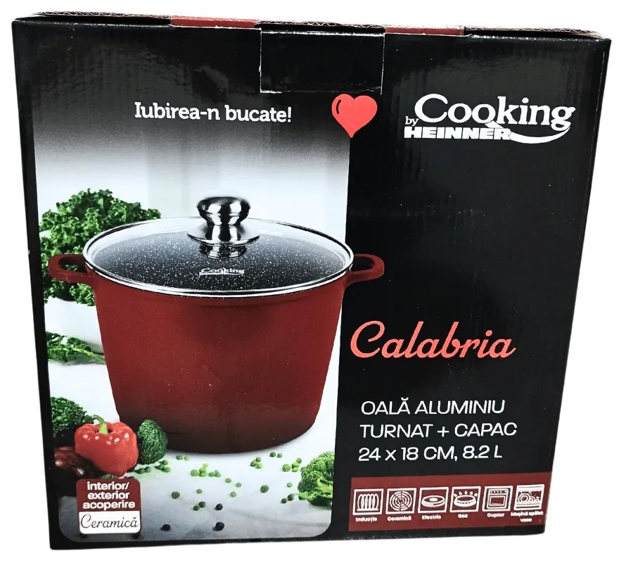 Heinner oala aluminiu 8.2 L cu acoperire din ceramica cu capac din sticla interior exterior din ceramica aluminiu turnat 24x18cm 8,2l