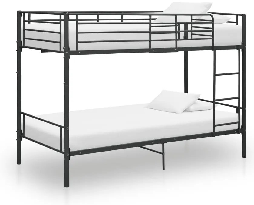 vidaXL Pat supraetajat, negru, 90 x 200 cm, metal