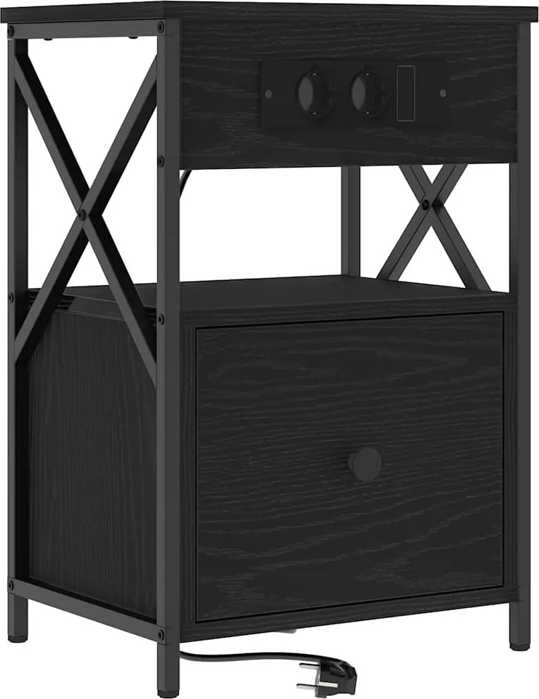 vidaXL Dulap de noapte Stejar Negru 40 x 31 x 60 cm Lemn compozit