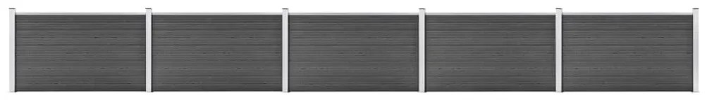vidaXL Set de panouri de gard, negru, 872 x 105 cm, WPC