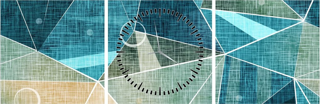 Tablou - Abstract turcoaz (cu ceas) (90x30 cm)