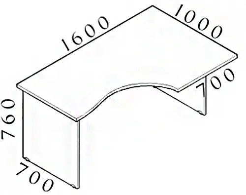 Masa ergonomica Visio 160 x 100 cm, dreapta, alb