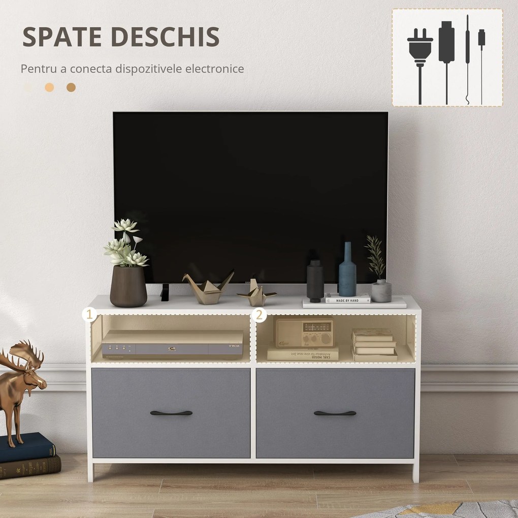 Suport Dulap TV pentru Televizoare de pana la 45”, cu Sertare Pliabile si Rafturi de Depozitare pentru Camera de Zi, Dormitor HOMCOM | Aosom Romania