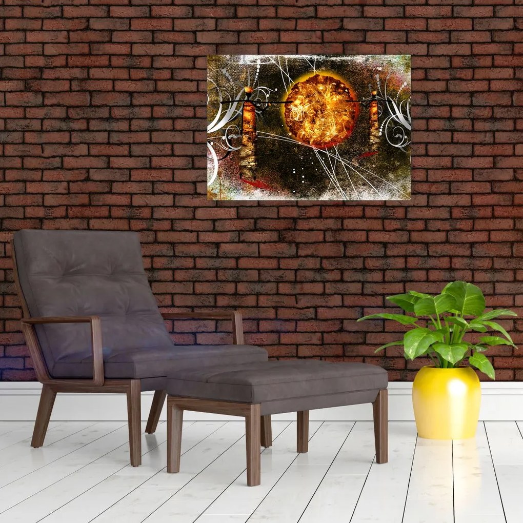 Tablou pe sticlă cu pictură epochală străveche (70x50 cm)