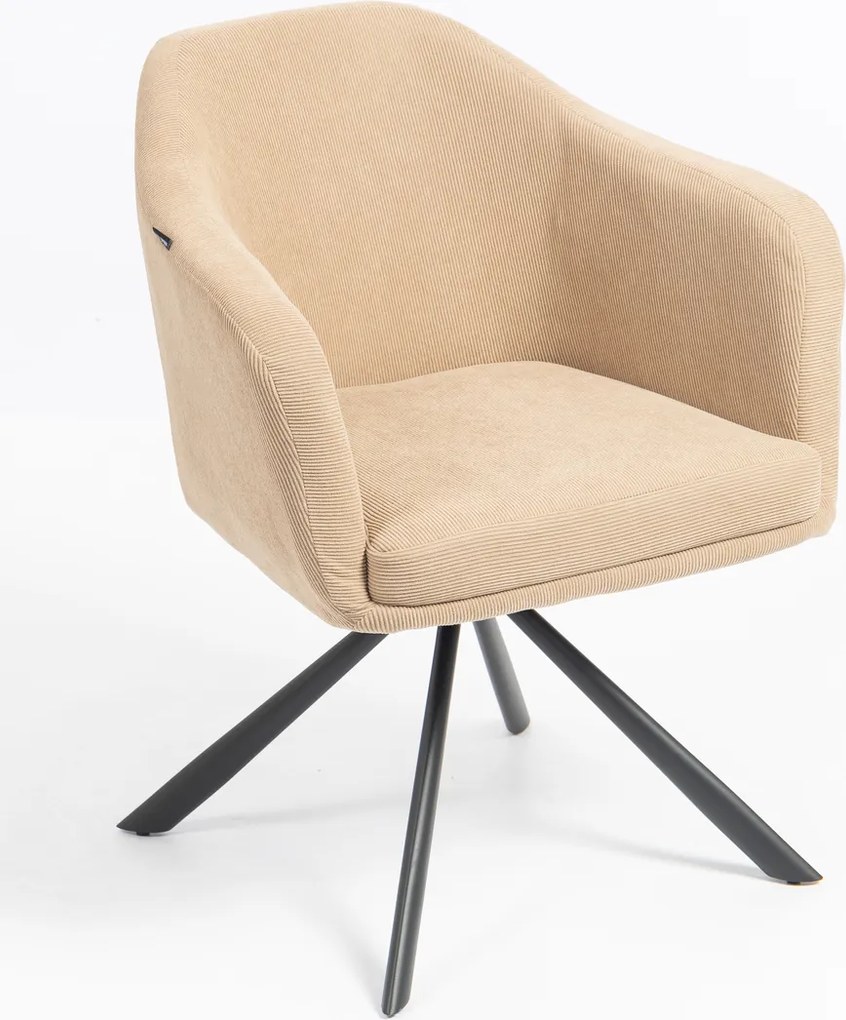 HR832 BAZĂ STEA Scaun Catifea Reiată Premium culoare Bej Ghimbir cu Bază Neagră