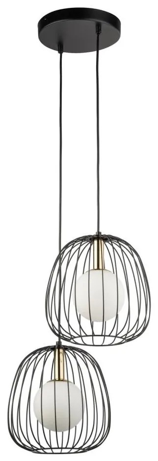 Lustră pe cablu BELL 2xG9/12W/230V negru/auriu