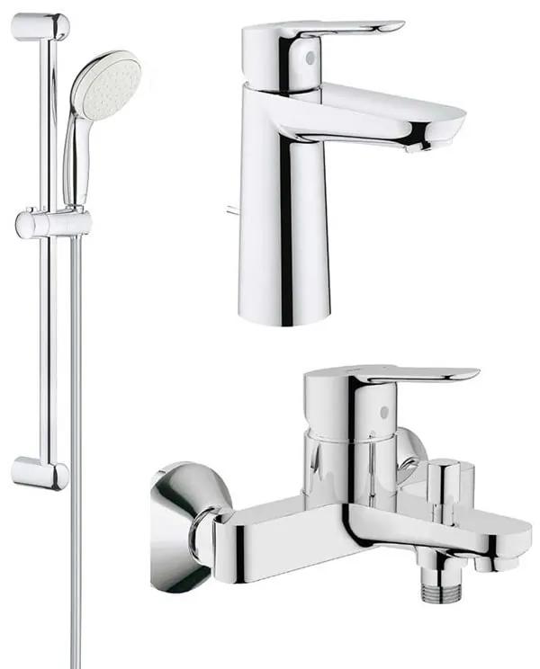 Pachet complet baterii baie inaltime medie Grohe Bau Edge ( 23758000,23334000,27853001)