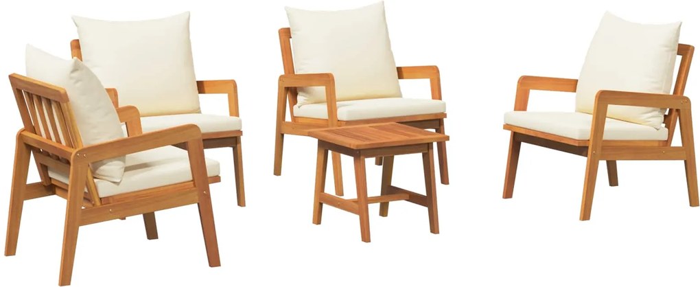 vidaXL Set bistro cu pernă 5 pcs Maro Lemn Solid de Acacia