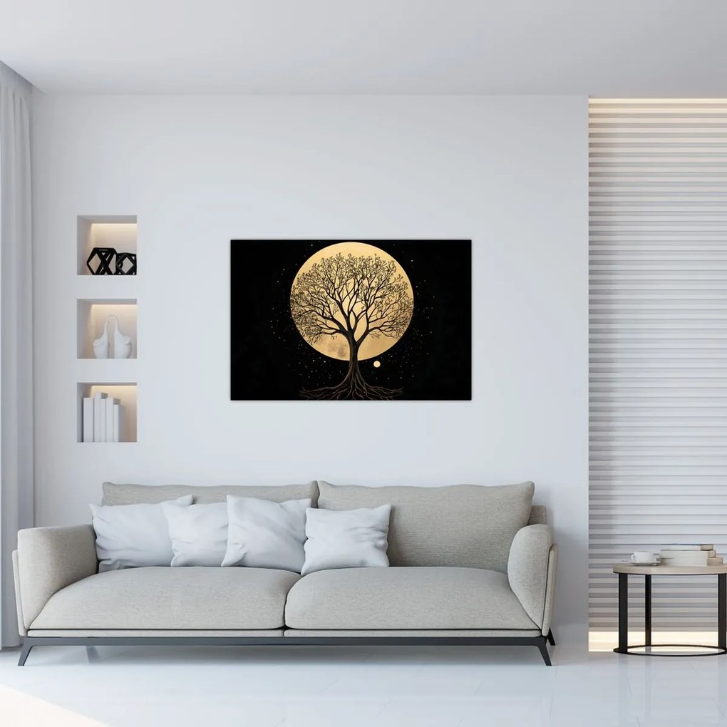 Tablou – Arbore în lună plină aurie I. (90x60 cm)
