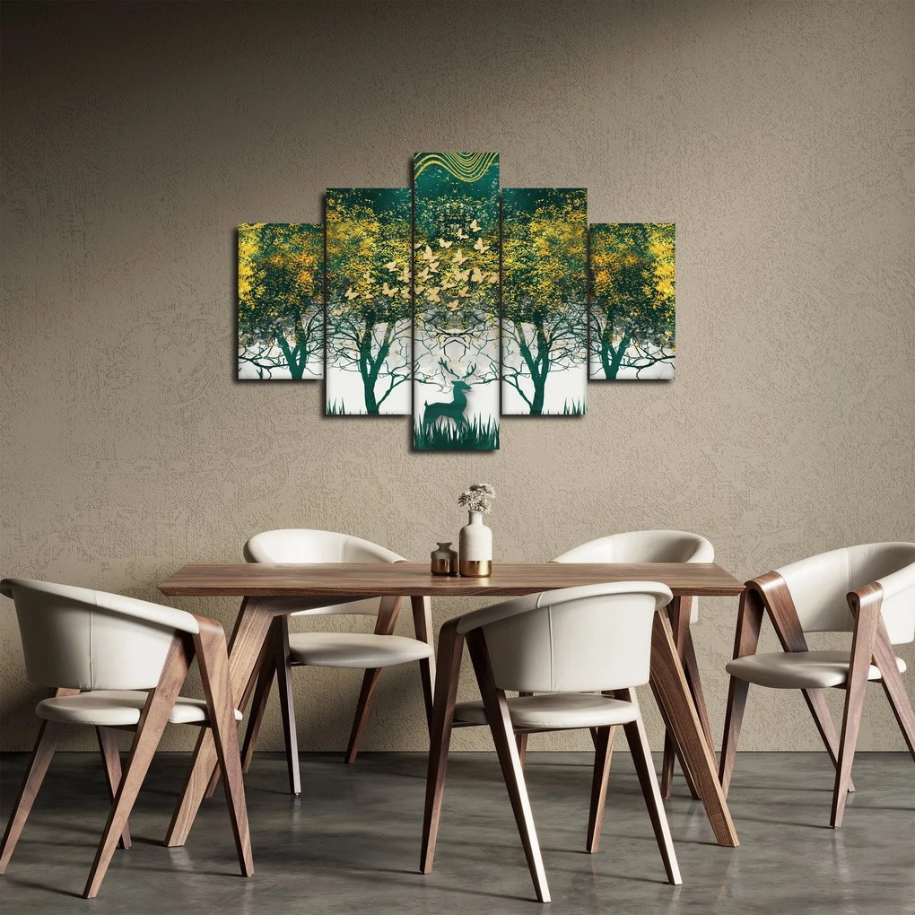 Tablou - Căprioare în pădurea verde (150x105 cm)