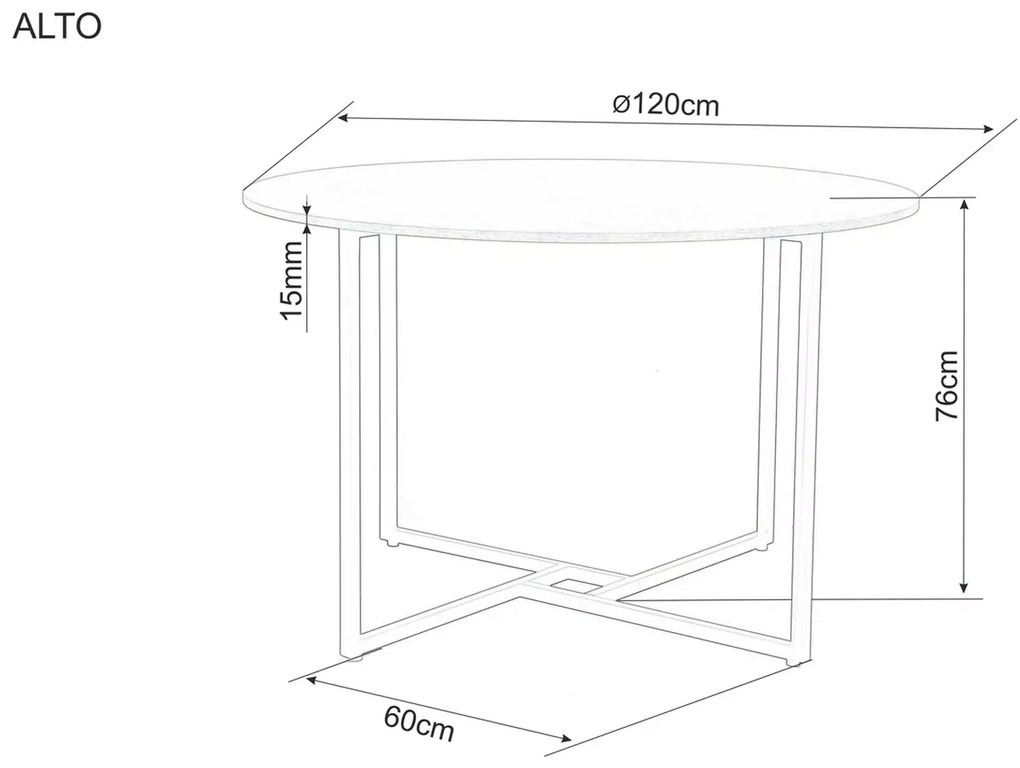 Masa rotunda de dining cu blat in decor stejar ALTO 120x120