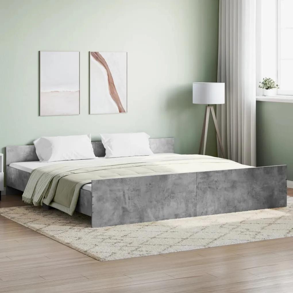 3203771 vidaXL Cadru de pat cu tăblie la cap/picioare, gri beton, 180x200 cm