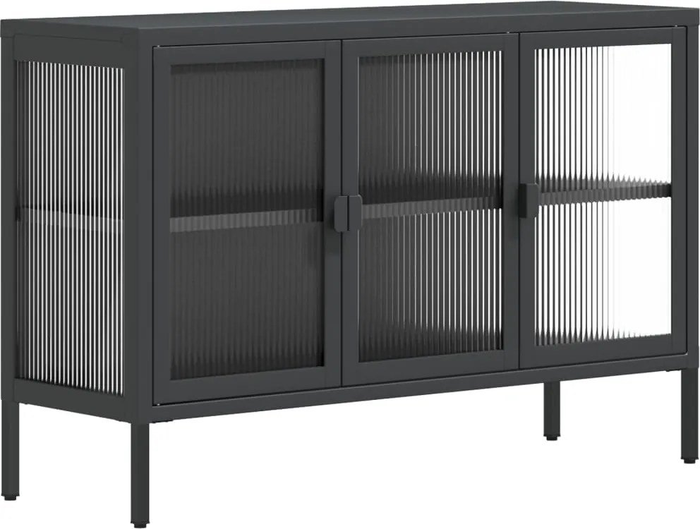 vidaXL Dulap, negru, 105x35x70 cm, sticlă și oțel