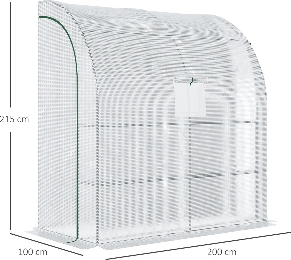 Outsunny 7' x 3' x 7' Outdoor Walk-In Greenhouse, Plant Nursery with Roll-up Windows, PE Cover, and 3 Wire Shelves, White | Aosom Romania