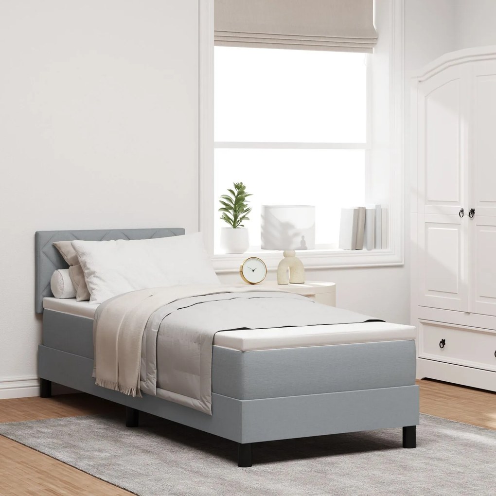 vidaXL Pat Box Spring cu saltea Gri deschis 80x200 cm Fabric