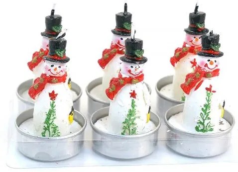 Set 6 lumanari decorative, om de zapada cu esarfa, 13.7x9x7.3 cm