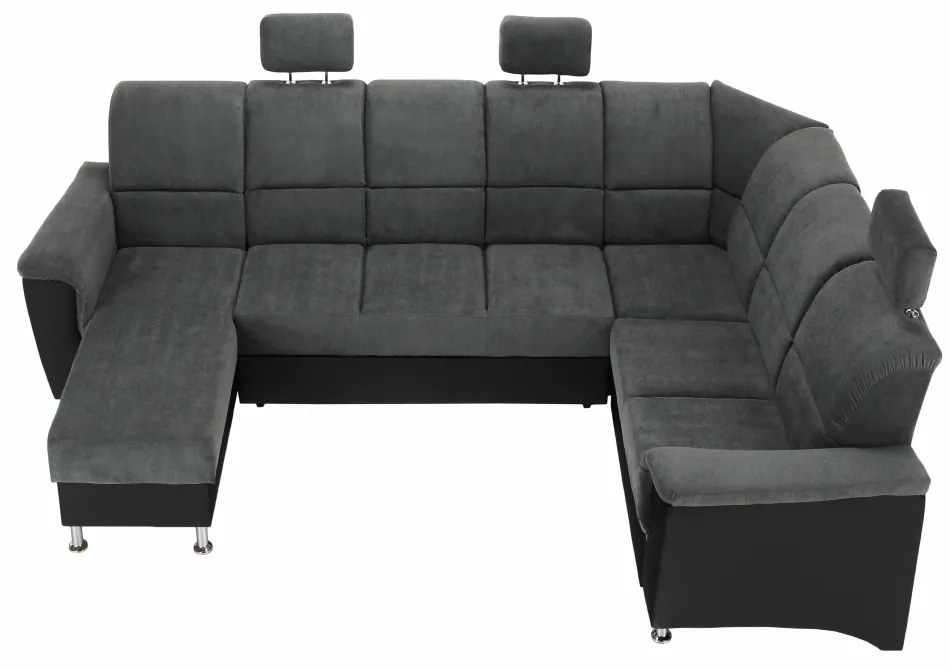 Colţar, piele ecologică negru/material, model dreapta, SANTIAGO U