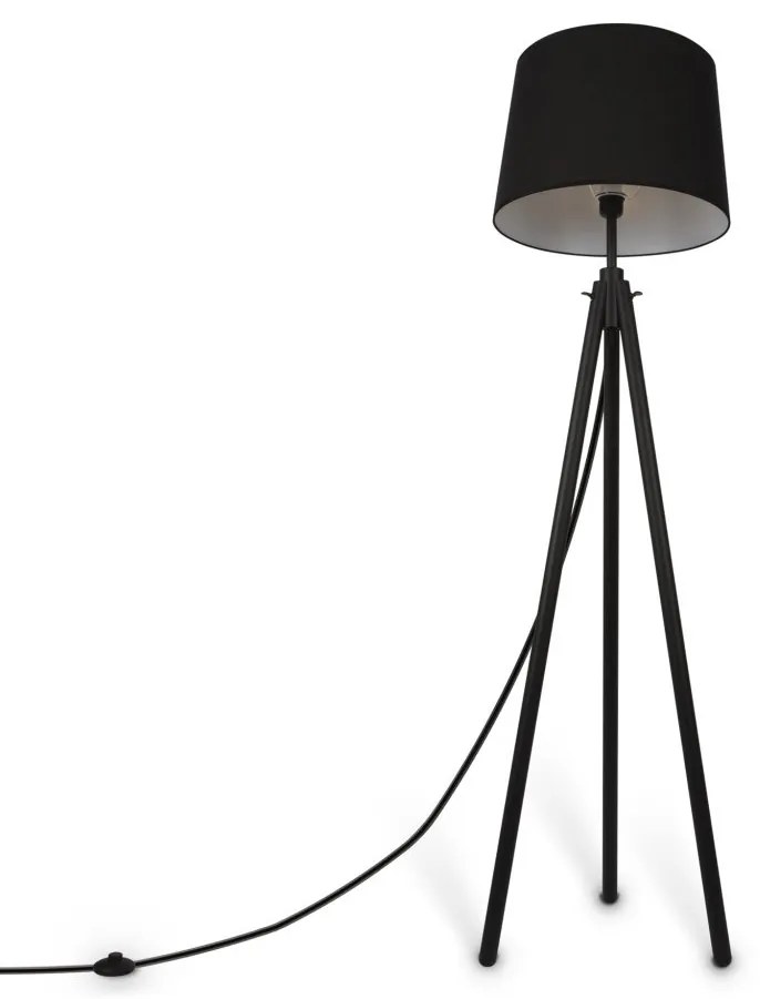Lampadar, Lampa de podea cu trepied din lemn Calvin negru