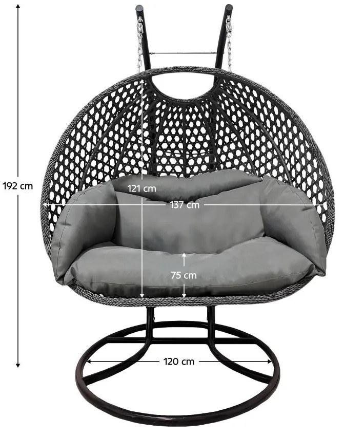 Fotoliu dublu suspendat Deriva (negru + gri + gri închis) . 1116287
