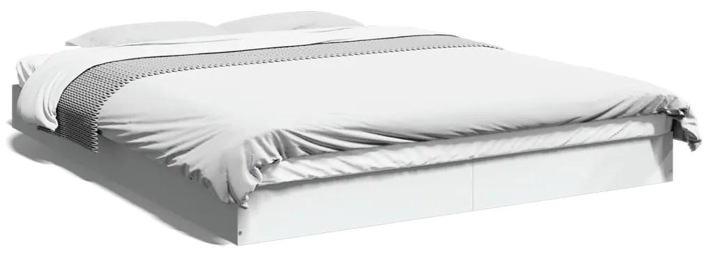 842014 vidaXL Cadru de pat, alb, 150x200 cm, lemn prelucrat