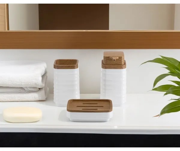 Set de baie WAVE 5 buc. alb/maro