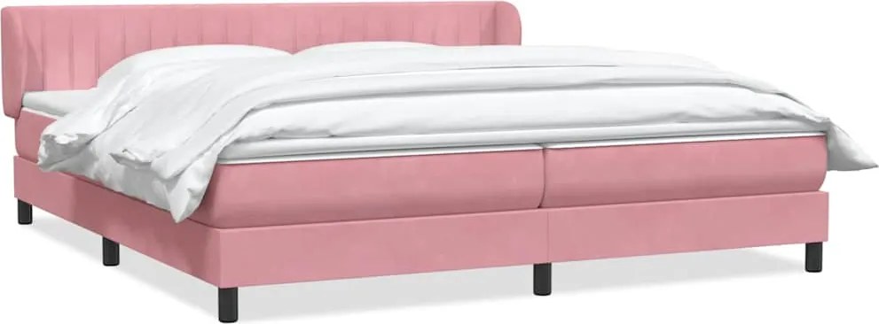 vidaXL Pat cu arcuri cu saltele roz 180x210 cm catifea